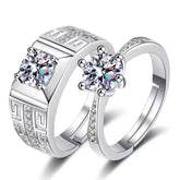 Engagement Ring Open Ring Men and Women Models Pair Ring Classic Six-claw Couple Pair Ring
