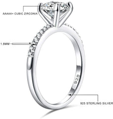 Tizzarat 925 Sterling Silver for Women 1.25 CT Round Solitaire 5A+ Cubic Zirconia Engagement Ring Halo Promise Ring Size 4-12