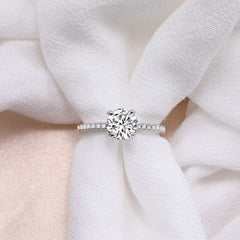 Tizzarat 925 Sterling Silver for Women 1.25 CT Round Solitaire 5A+ Cubic Zirconia Engagement Ring Halo Promise Ring Size 4-12