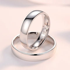 Trendy Ring Pure 100% 925 Sterling Silver Couple Ring Simple Smooth Wedding Band Jewelry Anniversary Gift for Lovers Women Men