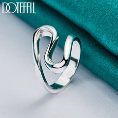 Tizzarat 925 Sterling Silver Curved Smooth Ring For Women Man Brand Fashion Simple Wedding Engagement Party Jewelry