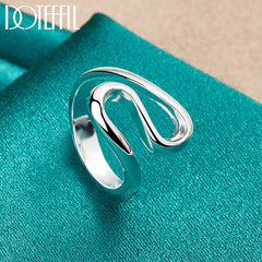 Tizzarat 925 Sterling Silver Curved Smooth Ring For Women Man Brand Fashion Simple Wedding Engagement Party Jewelry