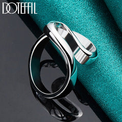 Tizzarat 925 Sterling Silver Curved Smooth Ring For Women Man Brand Fashion Simple Wedding Engagement Party Jewelry