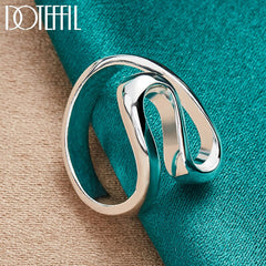 Tizzarat 925 Sterling Silver Curved Smooth Ring For Women Man Brand Fashion Simple Wedding Engagement Party Jewelry